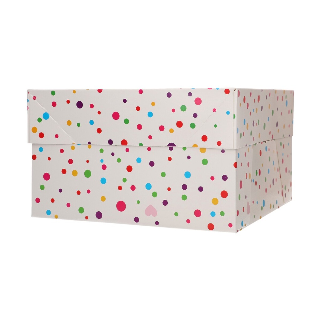 FUNCAKES BOÎTE A GÂTEAU CONFETTI 25 X 25 CM 15HT