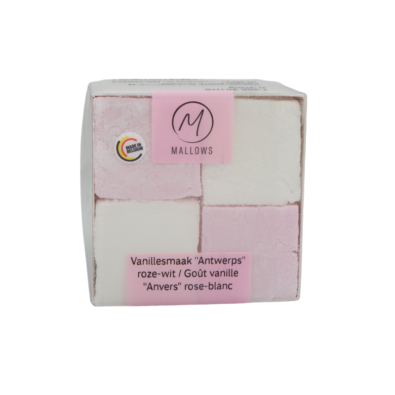 MALLOWS MARSHMALLOW VANILLE ROSE ET BLANC 4 X 4 CM 8 PCS - 175GR