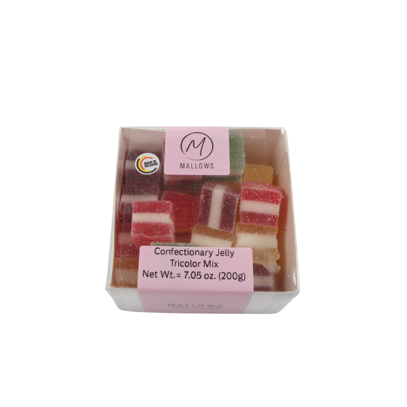 MALLOWS CUBE EN JELLY TRICOLORE ASSORTIEMENT MIXTE 200GR