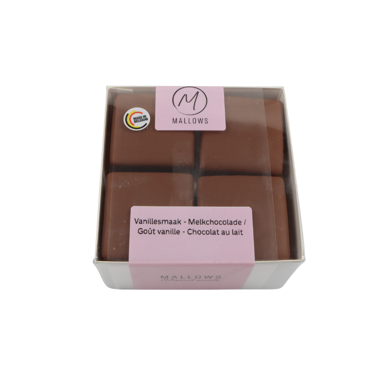 MALLOWS MARSHMALLOW VANILLE CHOCOLAT LAIT 4 X 4 CM 8 PCS - 180GR