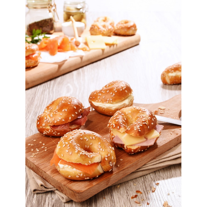 ❄️BURGARD - MINI BAGELS 20PCS : 5x SAUMON FUME/FROMAGE TZATZIKI - 5x JAMBON/EMMENTAL/BEURRE - 5x JAMBON CRU/BEURRE AROMATISE AUX NOIX - 5x FROMAGE FRAIS **CARTON DE 60PCS**