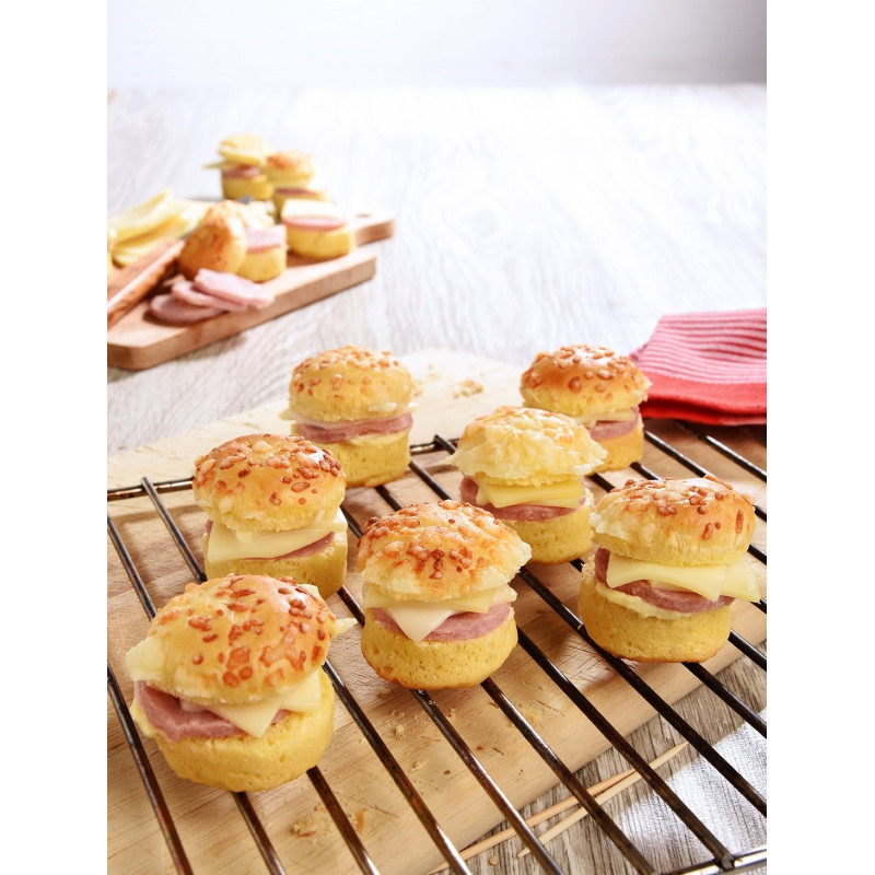 ❄️BURGARD - MINI CROQUE-MONSIEUR 20PCS : BRIOCHETTES GRATINE A L'EMMENTAL JAMBON ET FROMAGE FONDU **CARTON DE 40PCS**