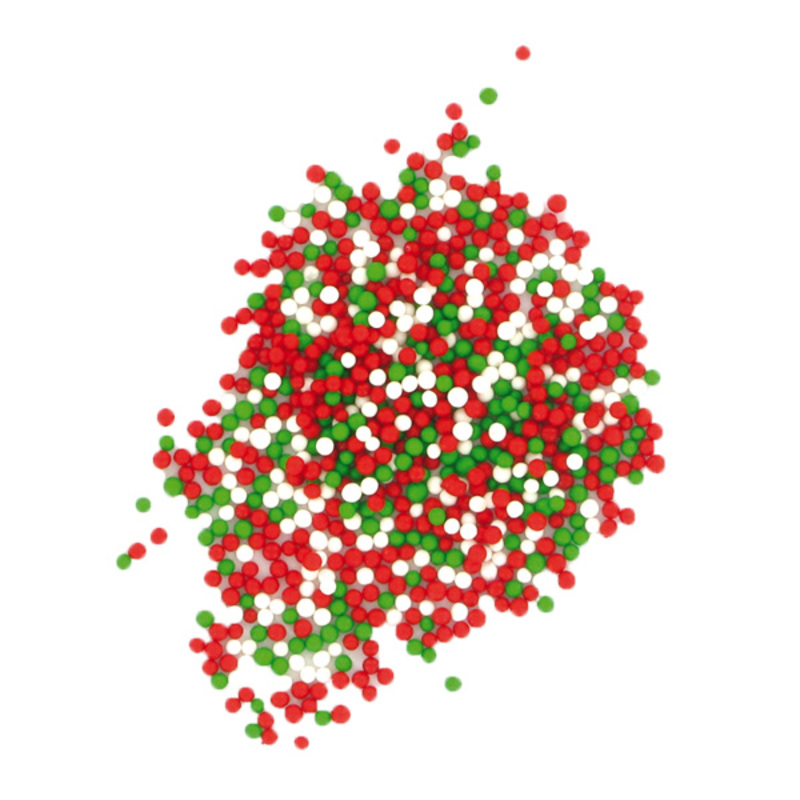 MINI BILLES DE NOËL EN SUCRE VERT/BLANC/ROUGE 70GR