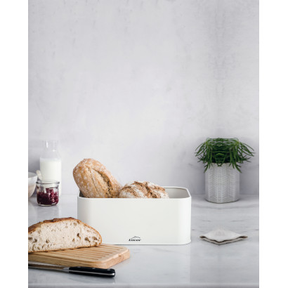 LACOR BOITE A PAIN LAQUEE BLANCHE A/COUVERCLE BOIS 42X22.5XH12.5CM