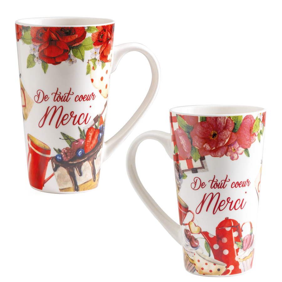 MOK "DE TOUT COEUR MERCI" RODE BLOEMEN Ø9CM H15CM