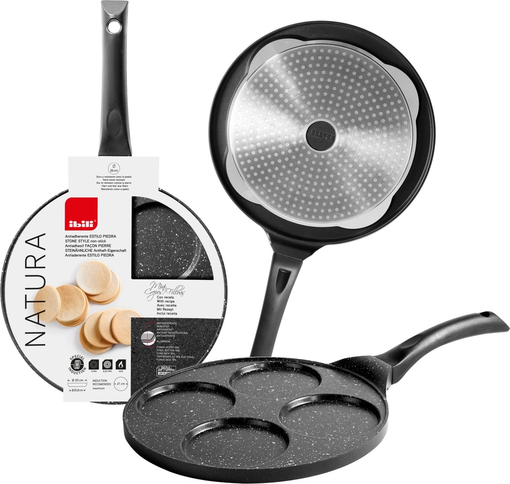 IBILI NATURA POELE 26CM-4 MINI CREPES 10CM ANTI-AD. PIERRETOUS FEUX