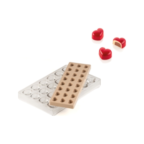 SILIKOMART PRALINE MOLD KIT CUORE 01 CH020 TRITAN AND SILICONE 24EMP 3.5X2.7CM H1.7CM