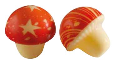 060491 PCB CHAMPIGNONS CB ROUGE 3 DESIGNS Ø 3 CM 88PCES ***S/CD***