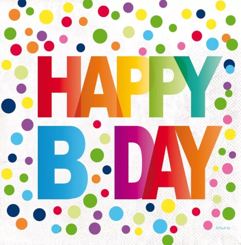 ARTEBENE SERVIETTE 33X33CM HAPPY BIRTHDAY MULTICOLOR PAQUET DE 20PCES