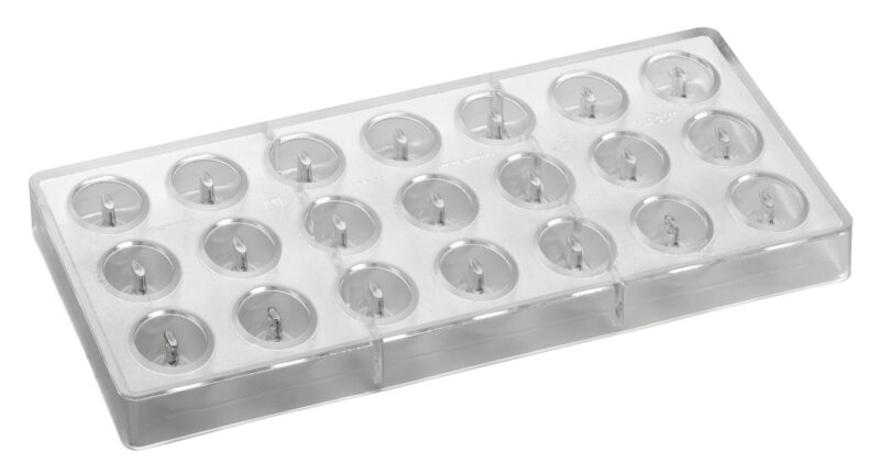 OVALE POLYCARBONAAT PRALINEVORM 275X135MM 21 PRALINES VAN 10GR** 28,5MM X16HTMM