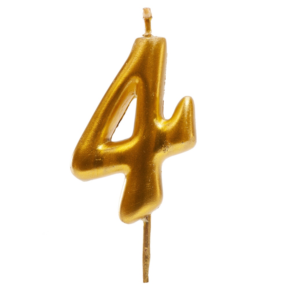 GOLD NUMBER CANDLE NO. 4 5.5CM