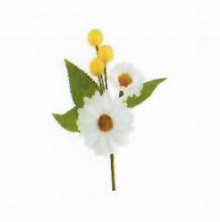 PIQUET DOUBLE TIGE GERBERA BLANC HT 8CM