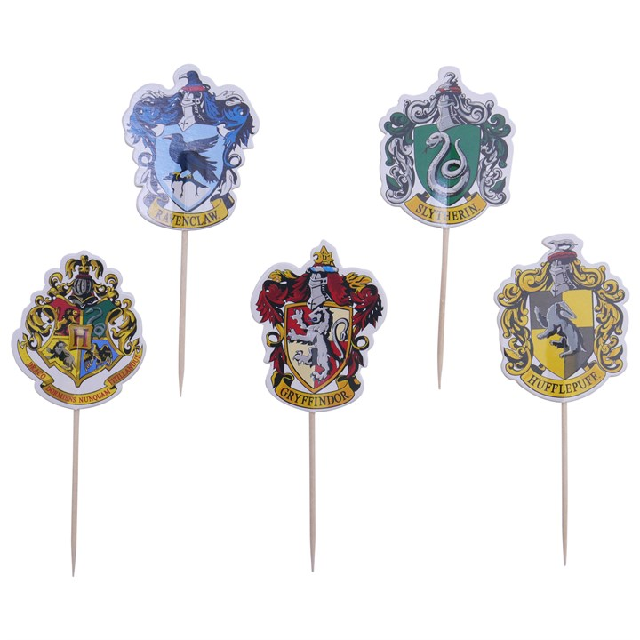 CAKE TOPPERS BLASON DES 4 MAISONS ET DE POUDLARD 15PCS