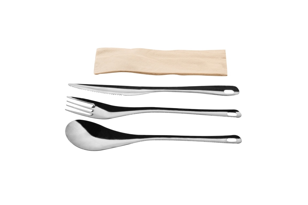 SET OF 4 STAINLESS STEEL CUTLERY 21CM (SPOON-FORK/KNIFE/NAPKIN)