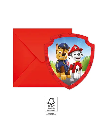PAW PATROL HERO  DIE-CUT INVIT.& ENVELOPPES 6pcs