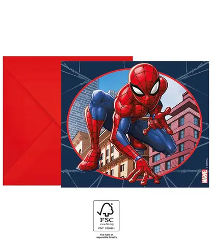 SPIDERMAN CRIME FIGHT INVITATION ET ENVELOPPES 6pcs