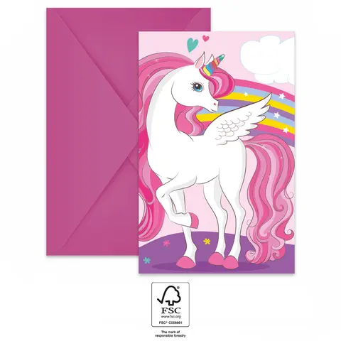 UNICORN SACHETS INVITATIONS ET ENVELOPPES 6pcs