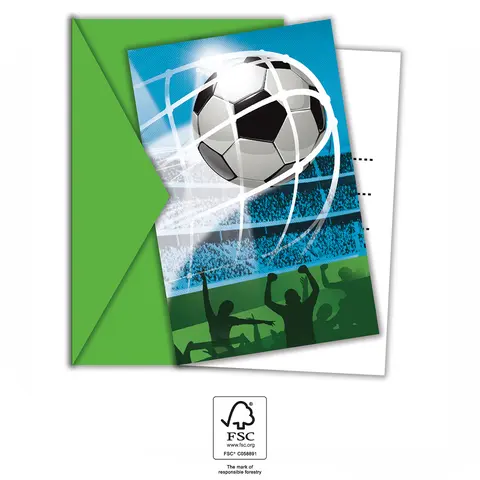 SOCCER FANS INVITATIONS ET ENVELOPPES 6 pcs