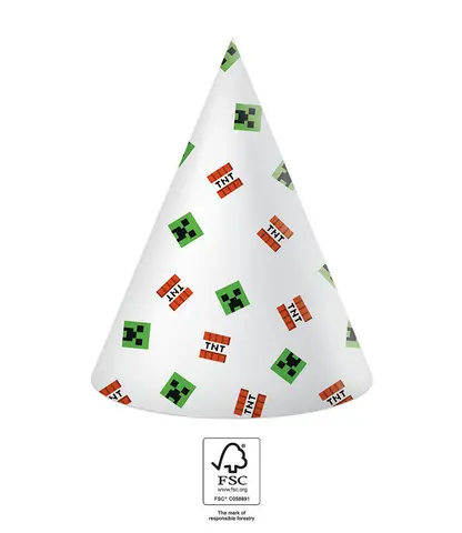 MINECRAFT FSC CHAPEAUX EN PAPIER 6pcs