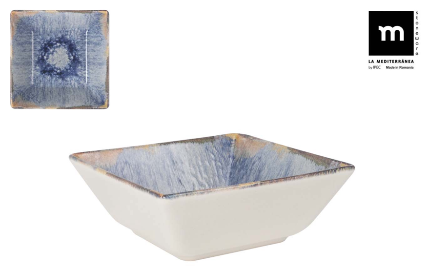 AELIA MONACO SALADBOARD 13x13XH5.5CM BLUE/BEIG STONEWARE