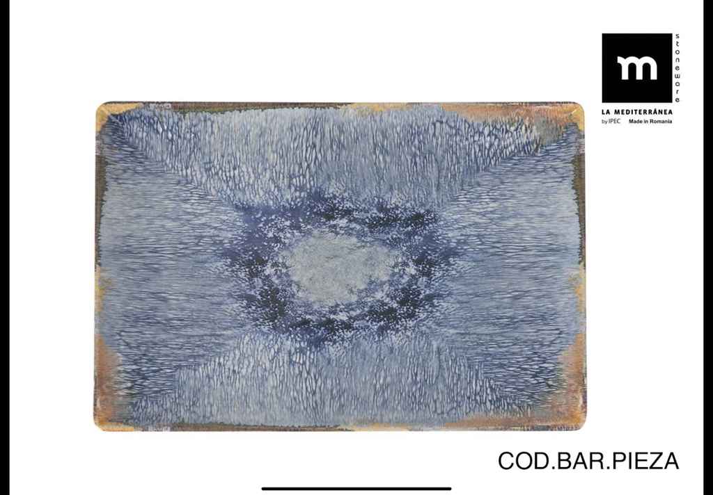 AELIA MONACO PLATE 30X20CM BLUE/BEIGE STONEWARE- AE2500430