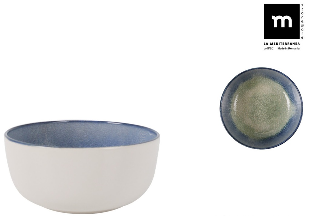 OLAF MONACO SALADIER/BOL 14.5XH6.6CM  VERT/BLEU STONEWARE - OLA27108