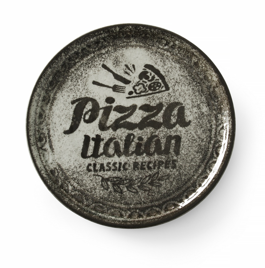 ASSIETTE PIZZA PORCELAINE RECIPE NOIR 33 CM 