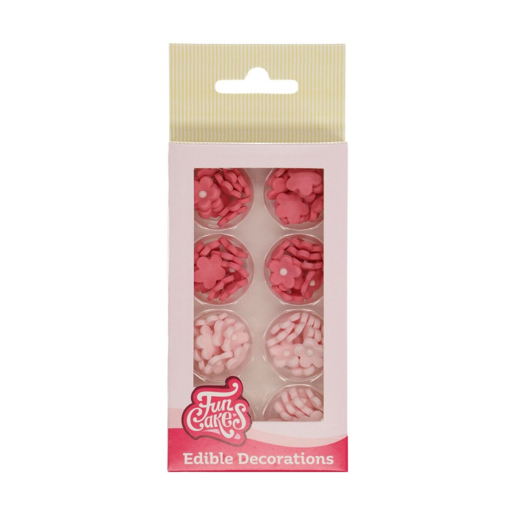 FUNCAKES MINI ASSORTED PINK SUGAR FLOWERS Ø1.4CM 32PCS