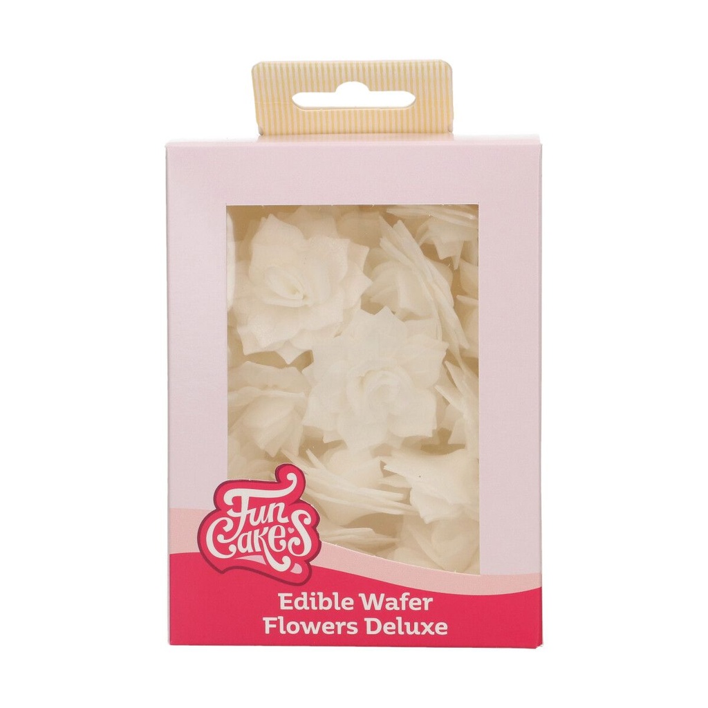 FunCakes Oplaatbloemen Witte Rosalia Roos 4cm 15 stuks