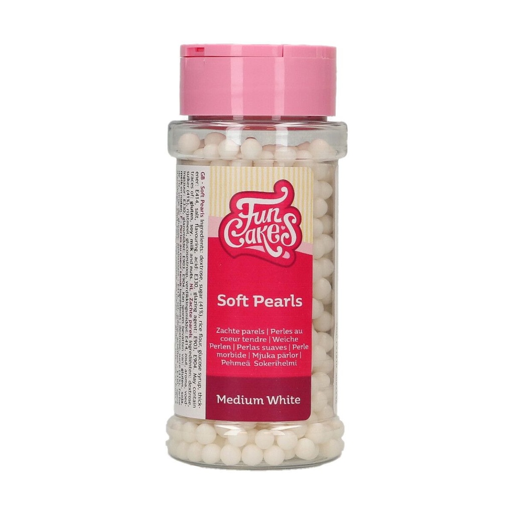 FunCakes Soft Perles Medium Blanche 60 g