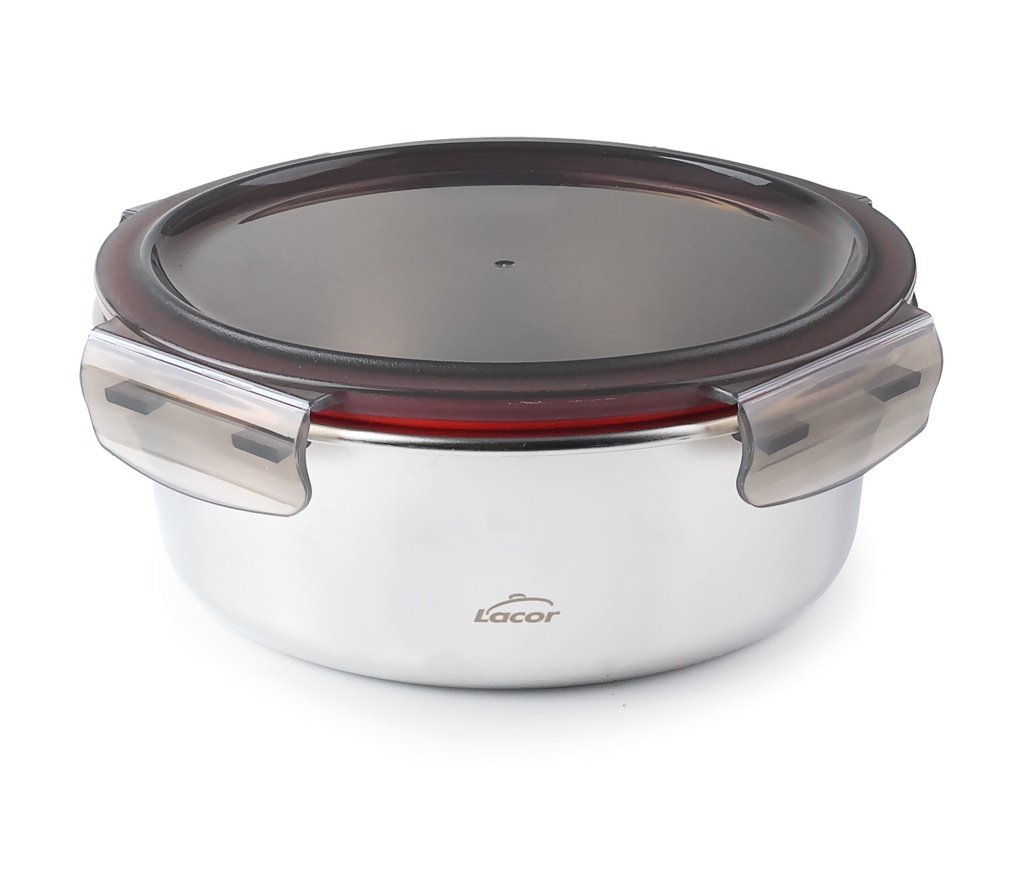 LACOR ECOINOX HERMETIC TIN 700ML ROUND 16XH6.5CM PP LID