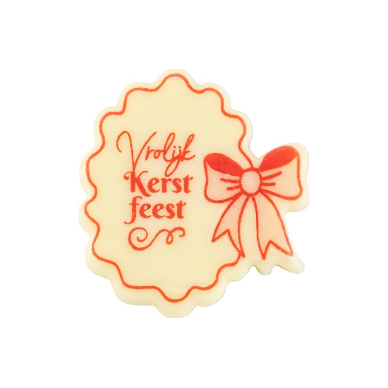 2015423 Plate with bow Vrolijk Kerstfeest 3,7x4 cm 120pcs ***ON/ORDER***