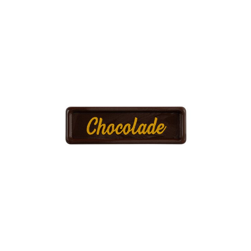 2002441 Plaatje Chocolade 3,8x1,2 cm 300pcs ***OP/ORDER***