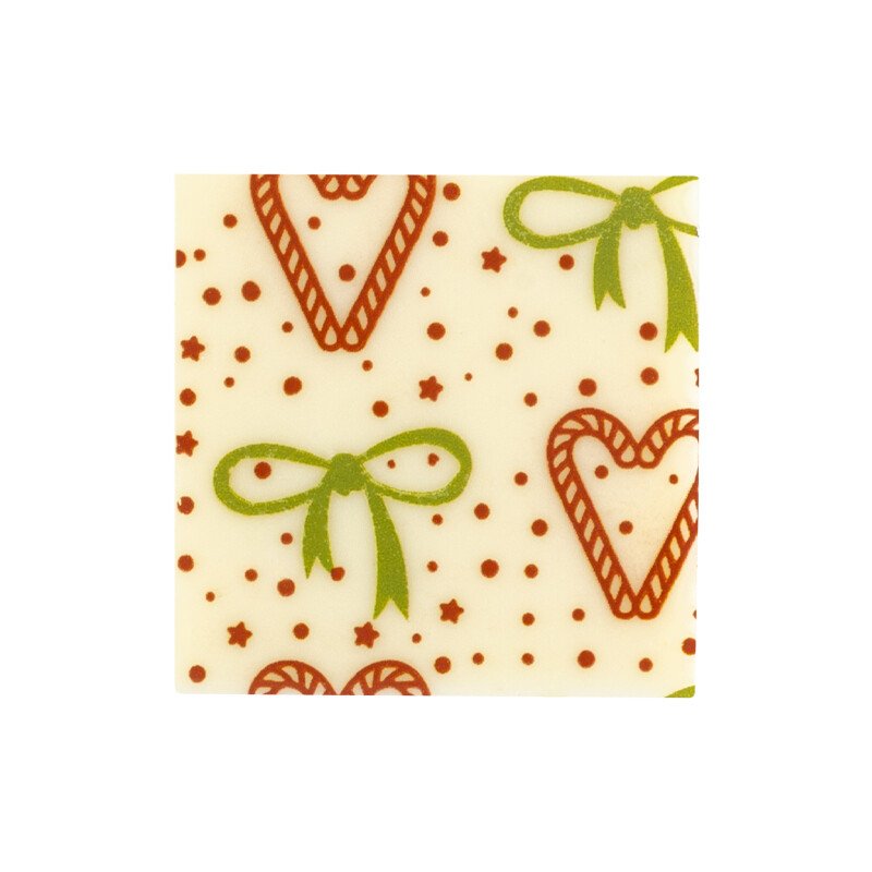 2015437 Square Christmas bow and  heart 3x3 cm 220pcs ***ON/ORDER***