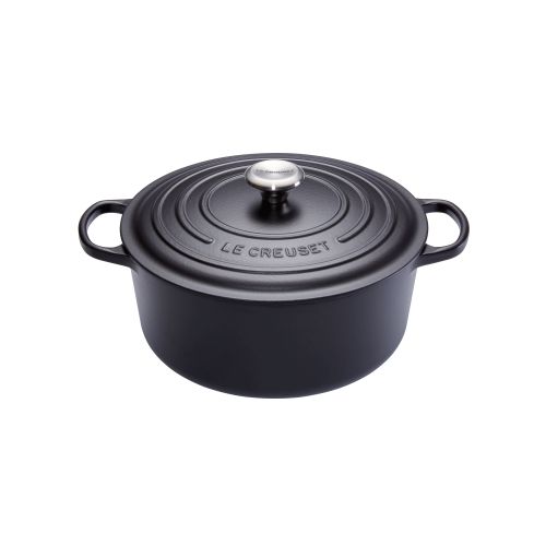 LE CREUSET RONDE SUDDERPOT 26CM ZWART 5.3L 6P HANDTEKENING