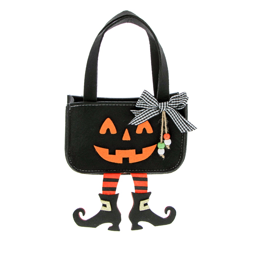 BASKET WITH WITCH'S BOOTS 18X7CM H23.5CM