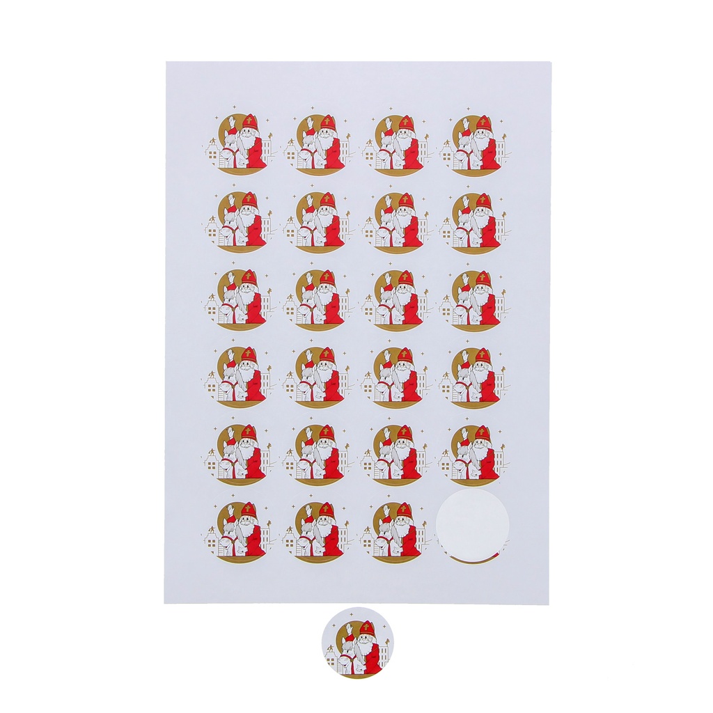 STICKER 4CM SINTERKLAAS MET PAARD 24ST