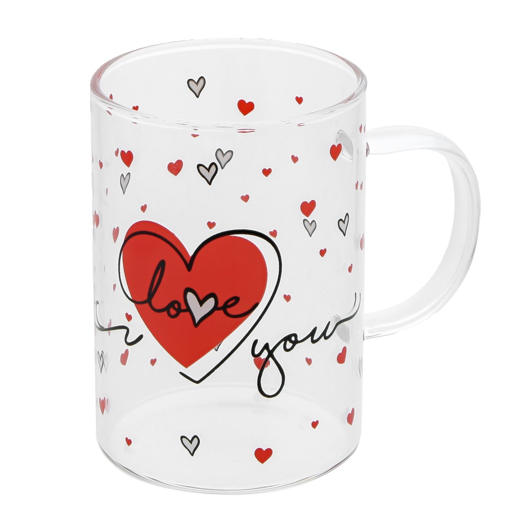 GLASS MUG "LOVE" 10.8X6.9CM H10CM