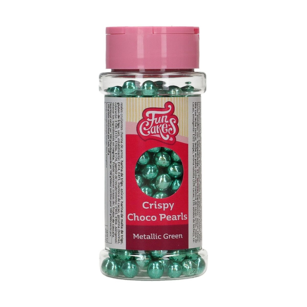 FunCakes Perles de Chocolat Croquant - Metallic green 60g