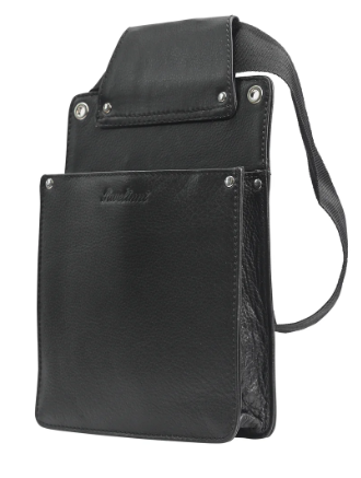 PAVELINNI TERMINAL HOLDER ACCESSORY - TABLET MAX 3CM THICK CLASSIC BLACK LEATHER - 14.5X17X4CM - WITH NYLON BELT - DC07115ABL