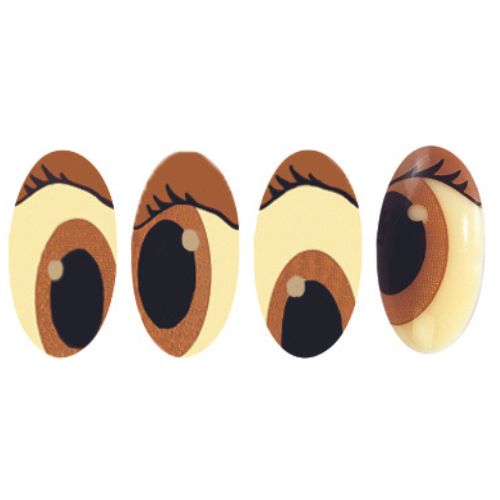 087029 PCB OVALE OGENPAGINA MET WIMPERS 4 ONTWERPEN 1,3X0,9 CM 266 STUKS ***S/CDE***