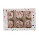 FUNCAKES BOÎTE POUR 6 CUPCAKES CONFETTI 24 X 16,5CM HT 7,5CM