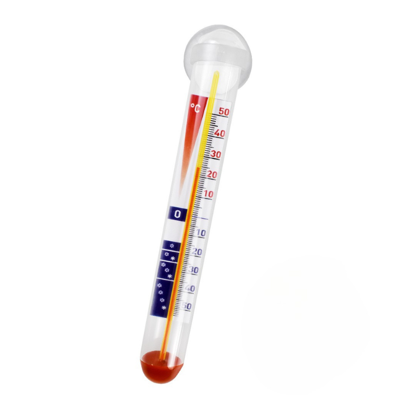 ALLA FRANCE MINI VERTICALE GLAZEN THERMOMETER VOOR KOU MET ZUIGNAP VAN -50° TOT +50° 150 MM Ø 20 MM