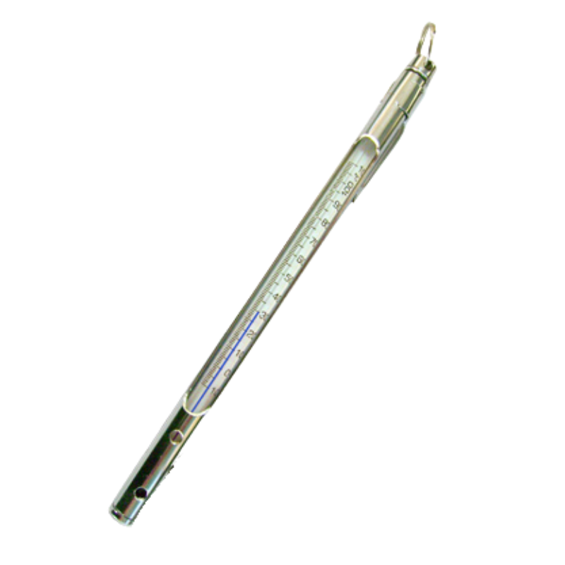 ALLA FRANCE THERMOMETER MET METALEN EN GLAZEN MANTEL VAN -10° TOT +110° STA Ø 7 MM