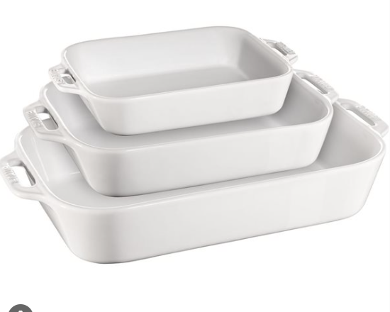 STAUB SET VAN 3 WITTE KERAMIEKEN SCHAALTJES (20x16-27x20-34x24cm) 