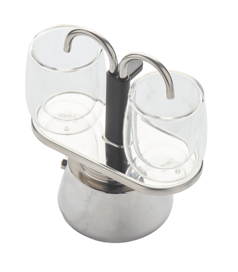 POINT VIRGULE 3-PIECE MOCHA ESPRESSO SET - COFFEEMAKER + 2 DOUBLE-WALLED 8CL GLASSES 