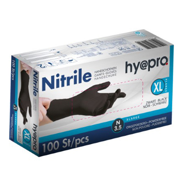BLACK NITRILE GLOVES SIZE XL POWDER-FREE 100PCS