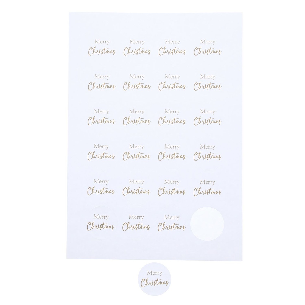 STICKER 4CM MERRY CHRISTMAS GOUD 24STKS