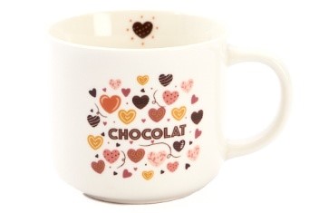 CREAM MUG WITH HEARTS "CHOCOLATE" 210ML DIAM 8CM H7.5CM