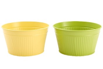 ZINKEN KOM ASSORTIMENT GEEL EN GROEN DIAM 18CM H10CM